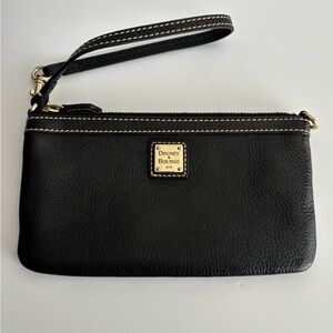Dooney & Bourke Black Pebbled Leather Wristlet Clutch Mini Bag